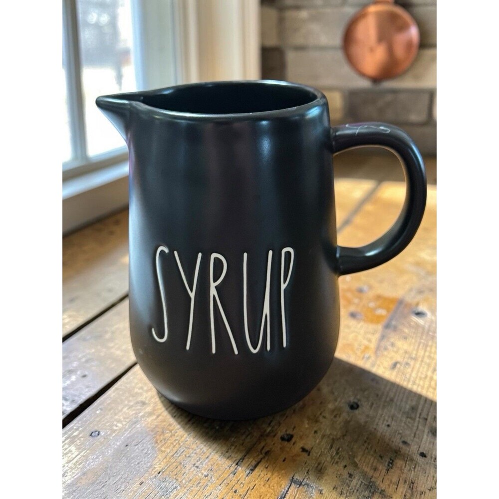 Rae Dunn SYRUP Pitcher Black Artisan Collection #181 By Magenta Ceramic Rare HTF